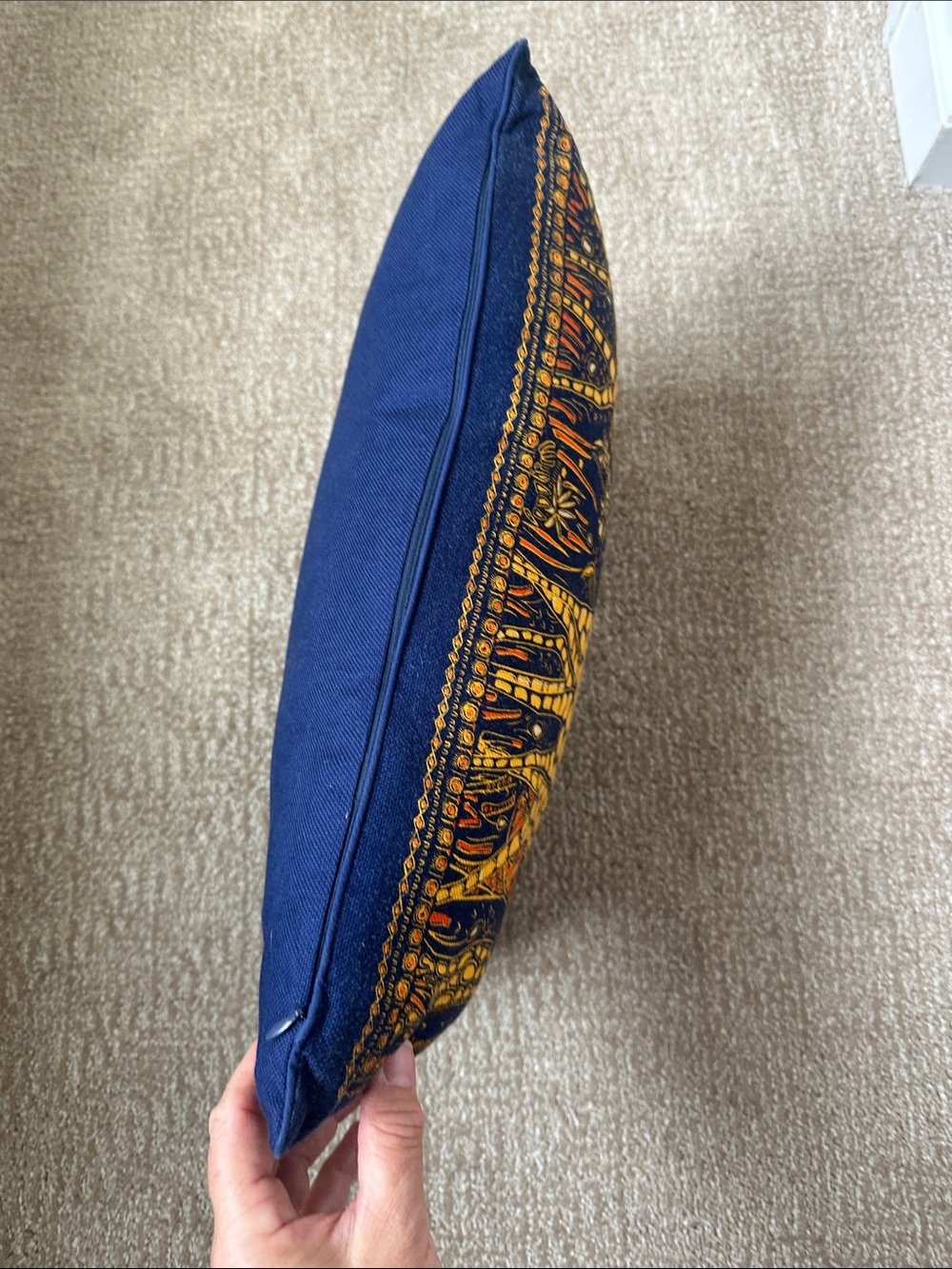 Dior Navy & Yellow Giraffe Accent Pillow with a Pop of Orange Like New - Picture 13 of 14